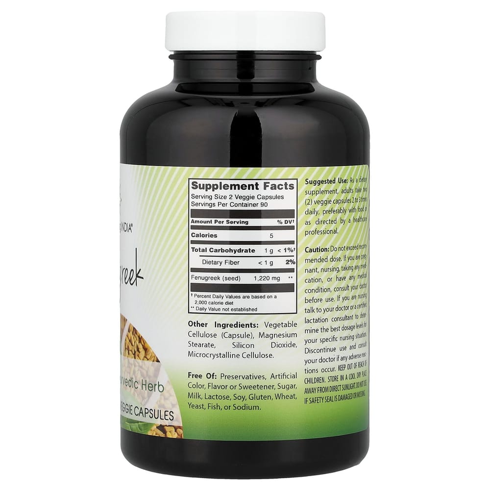 Fenugreek 610mg Veggie Capsules, 180 Count