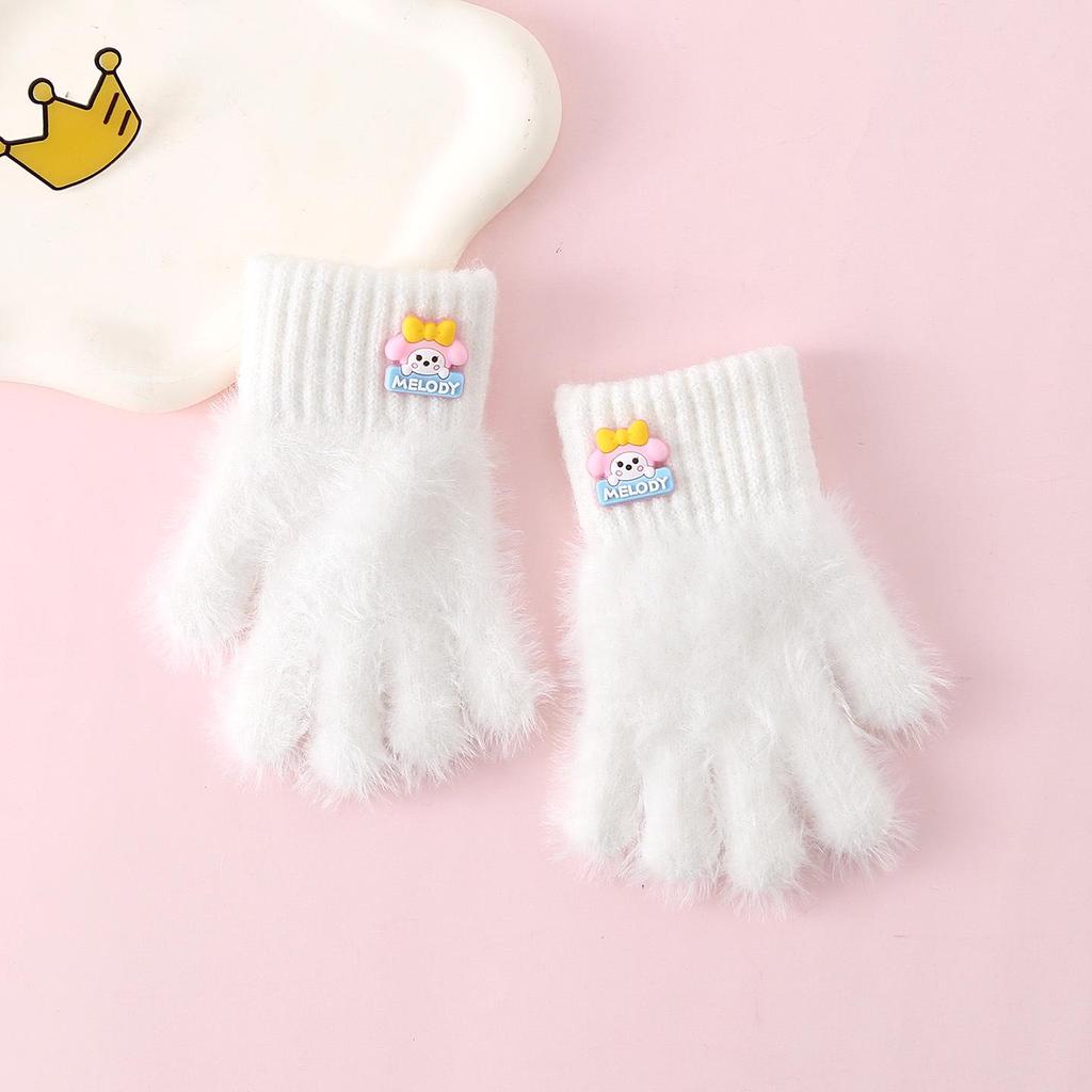 Детские зимние перчатки в корейском стиле с милым медведем - Теплые, Защищающие от холода, Пятипалые для мальчиков и девочек