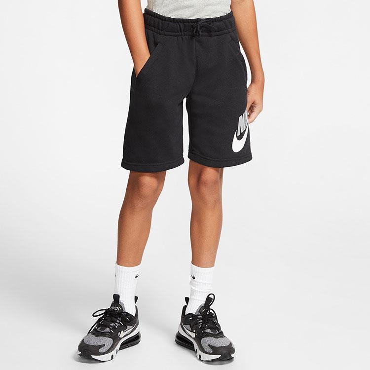 Nike Детские шорты прямого кроя с принтом логотипа из хлопка, детские шорты черного цвета CK0509-010