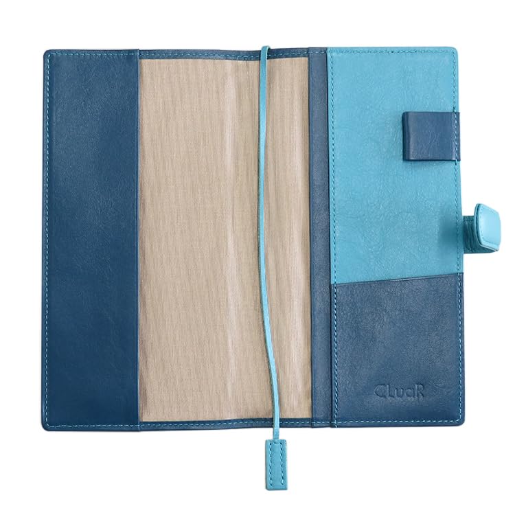 Блокнот из натуральной кожи B6 с подходит для Weeks MEGA (Печать Эл) Чехол, Размер, Вертикальный, Тонкий, На ремень, Двухцветный, (03. Сине-зеленый/Бирюзовый)