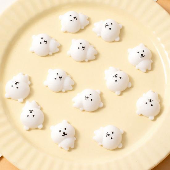 yangyizhi 4Pcs Mini Cartoon Bear Squeeze Toy, Stress Relief White Sensory Focus Aid Hand Relaxation Fidget Party Favors