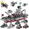 Military Ship 554pcs 8in1 Aircraft Cruiser Building Blocks Army Warship Plane Truck Bricks City Children Toys for Boy