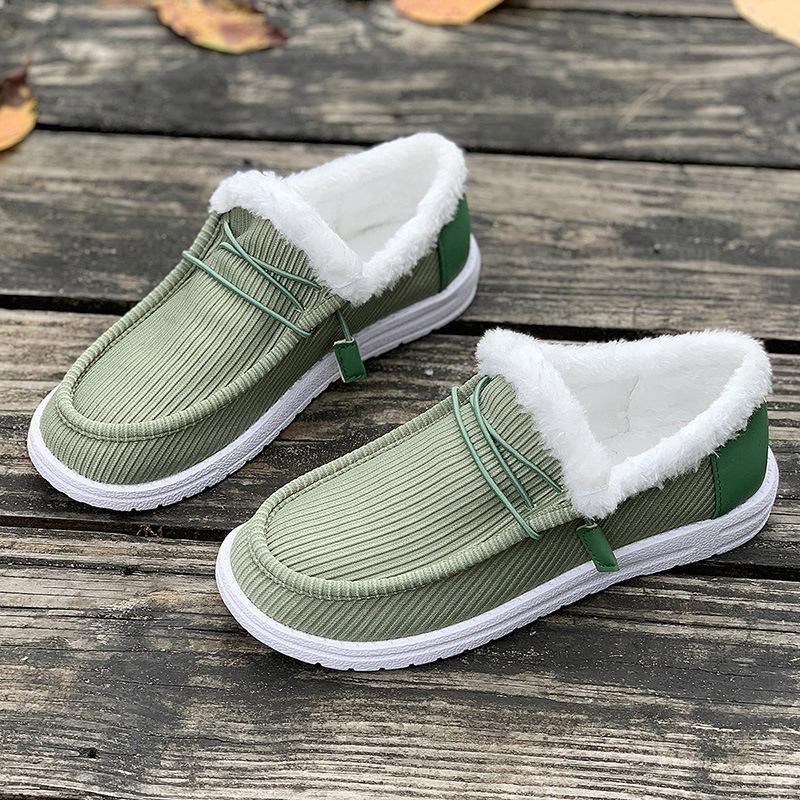 Зима 2025 Новые Большие Толстая Подошва Плюшевый Мех Снежные Сапоги Теплые Хлопковые Ботинки Женские Повседневные На Шнуровке Холщовые Ботинки Сохраняют Тепло