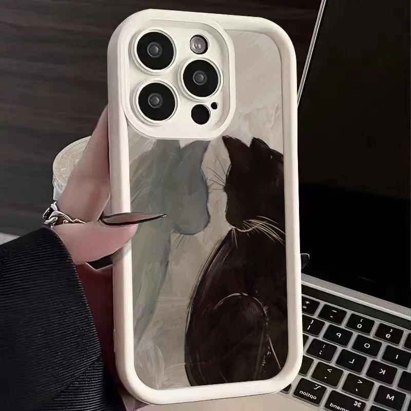 Масляная живопись дизайн кошки Чехол для телефона iPhone 15 Pro Max 11 12 13 16 14 Plus Мягкий силиконовый защитный чехол