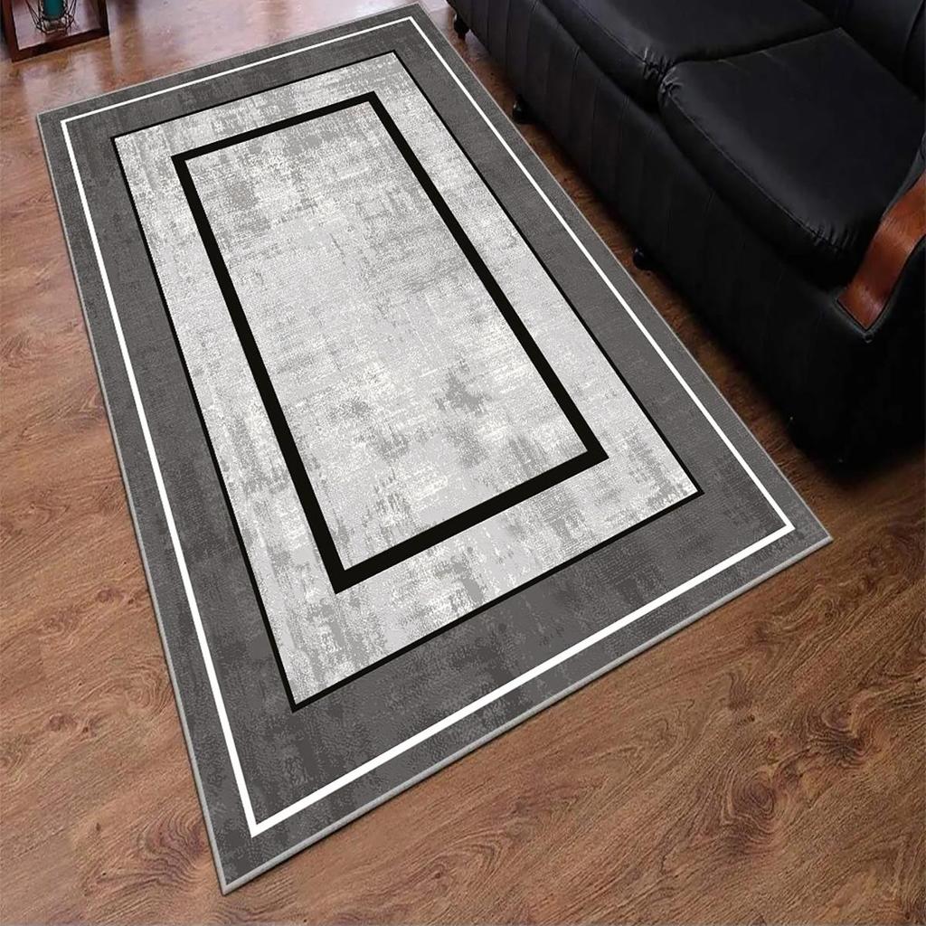 Epeddler Home Современная серая стена Белая полоса Цифровая печать Нескользящая точечная основа Новое поколение гостиной, кухни, коридора Ковер и бегун