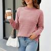 Women's Fashion Casual Half-Turtleneck Solid Color Loose Pullover Long-sleeved Knitted Sweater