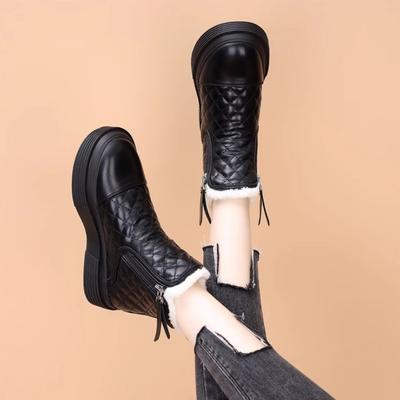 Европейские и американские зимние ботинки для женщин 2024 года, новые бархатные и утолщенные ботинки на толстой подошве Zapatillas De Mujer Trafza