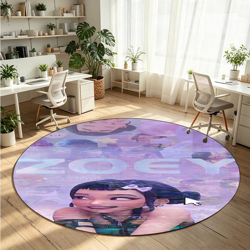 Zoey Printed Round Crystal Velvet Rug Soft Non Slip Floor Carpet For Bedroom Holiday Gift