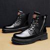 Кожаные ботинки мужские 2024 новые осенне-зимние повседневные мужские туфли высокие берцы рабочие ботинки мужские британский тренд ботинки Мартин