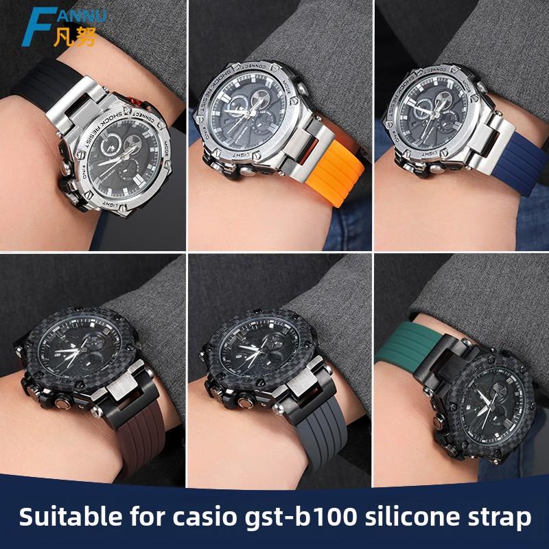 Для часов Casio gst-b100 ремешок силиконовый мужской GST-W300 210 400G S130 S310 S330 B100 ремешок металлический адаптер Модифицированный резиновый ремешок для часов