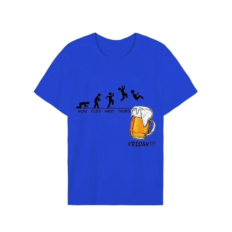 Мужские футболки Пн Вт Ср Чт Пятница Пивные мужские летние футболки Harajuku Streetwear Хип-хоп мужские футболки Мужские модные трендовые футболки