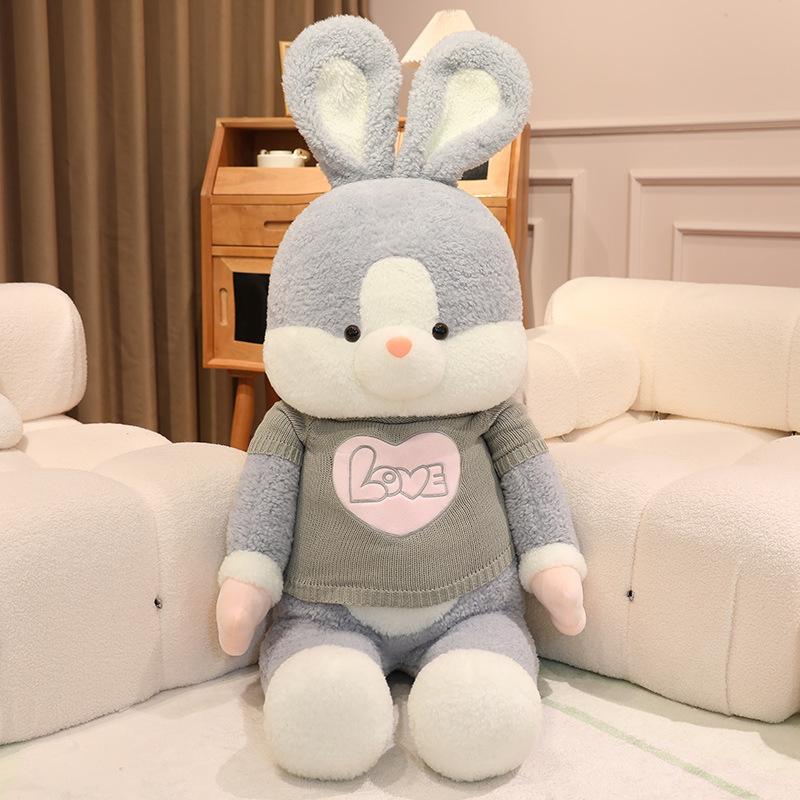 Large Sweater Rabbit Doll Plush Toy Clothing Big Rabbit Doll Girls Soothing Ragdoll Birthday Gift