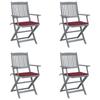 Day and Night - Day and Night Folding Garden Chairs 4 Pcs Cushions Solid Acacia Wood