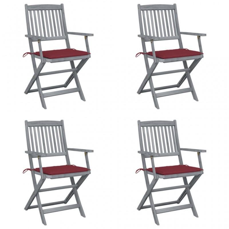 Day and Night - Day and Night Folding Garden Chairs 4 Pcs Cushions Solid Acacia Wood