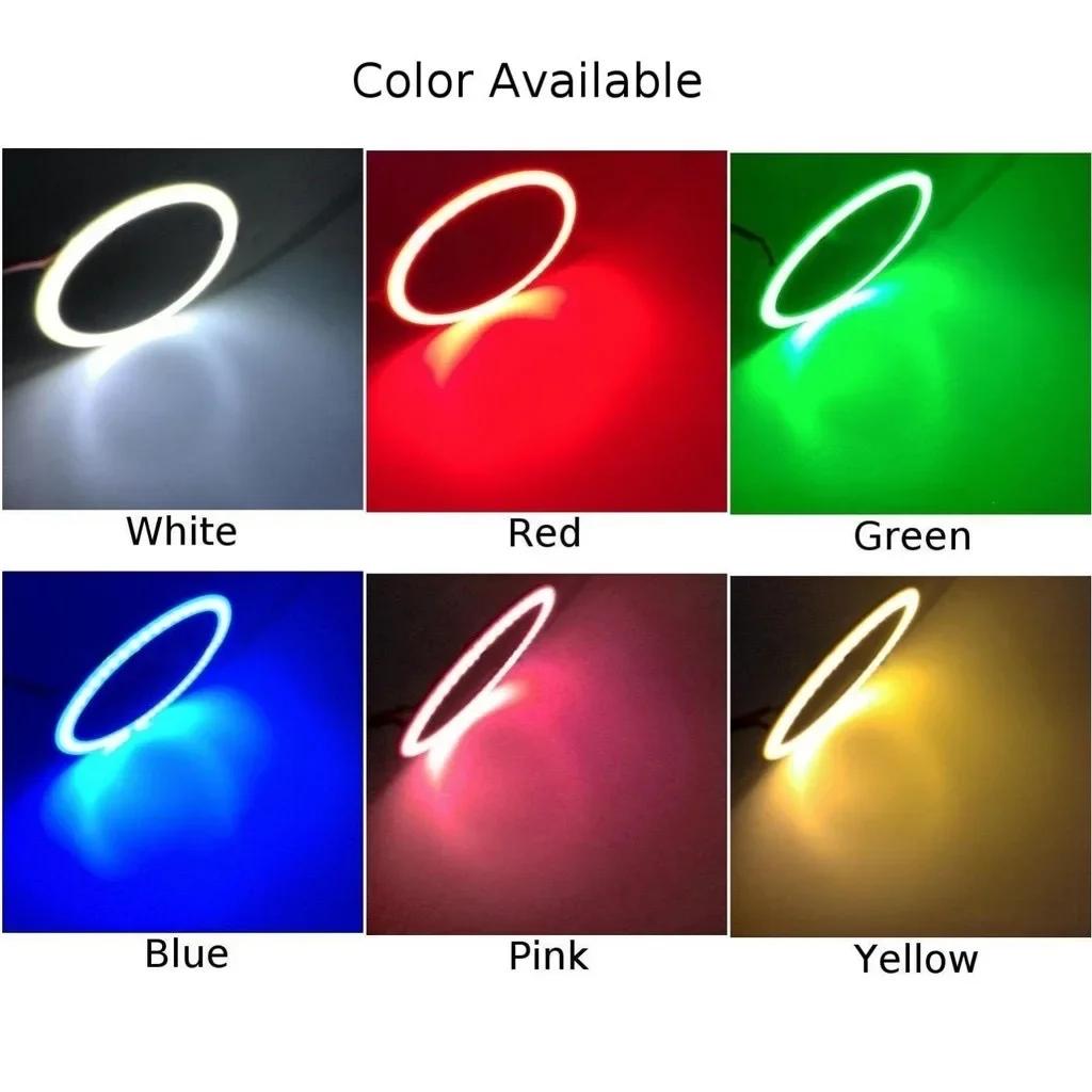 2 шт. Автомобильная фара Cob Aperture Angel Eye LED COB Белый свет Круг 60/70/80/90/100/110/120 мм Мотоциклетные фары для автомобилей