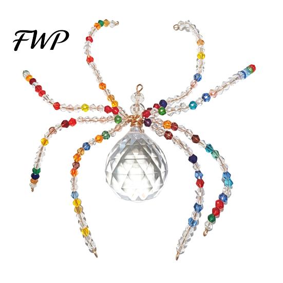 Decorative Hanging Spider Charm Halloween Ornament, Faux Crystal Beaded Pendant for Tree Glass Bead Gift Window And Wall Sparkling Translucent