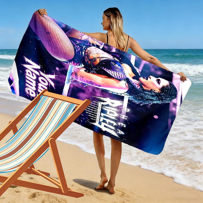 Name Custom Rhea Ripley Print Beach Towel, Large Soft Quick Dry Towel for Beach Camping Swimming
