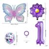 Purple And Pink Butterfly Balloon Set, Chrysanthemum Aluminum Film Confetti Balloon, Baby Rain Party Arrangement