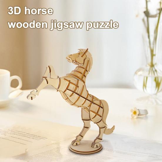 3D Деревянная модель лошади Сделай сам Ручная сборка Пазл-лошадка Игрушка для сборки Образовательная Животное Конструктор STEM Игрушка Украшение Подарки на День Рождения для Взрослых и Подростков