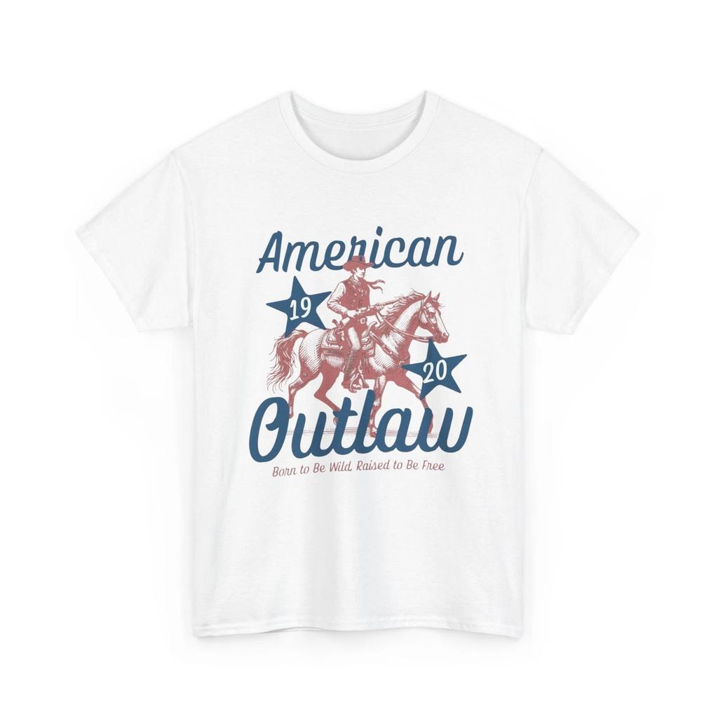 American Outlaw Horse Graphic T Shirt Unisex Heavy Cotton Tee