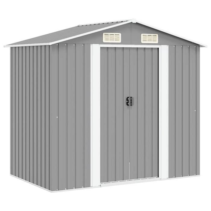 VidaXL Garden Storage Shed Metal Grey 204 X 132 X 186 Cm 42983