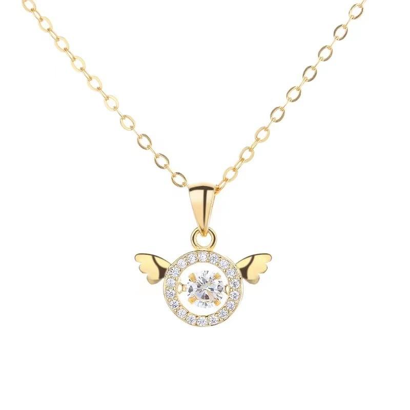 S925 Корейский стиль Простой Универсальный Светлый Роскошный Полный Бриллиант Умные Крылья Ключичное Ожерелье Женский Ниша