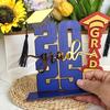 Class of 2025 Graduation Table Sign High School College Graduates Bachelor Hat Wooden Sign with Base Home Graduation Ceremony Party Decoration
