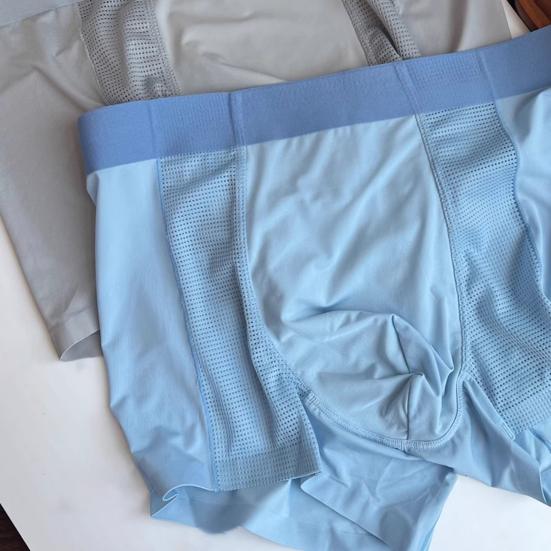 Мужские трусы-боксеры средней посадки с эластичным поясом, дышащие сетчатые шорты, однотонные летние охлаждающие трусы из ледяного шелка