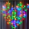 Занавески в форме сердца, 8 режимов, теплый белый свет в виде сосульки, сказочные гирлянды, спальни, патио, свадебные украшения