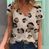 Женские топы с 3D леопардовым принтом и коротким рукавом с V-образным вырезом, летние футболки для влюбленных пар