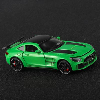 1:32 Металлическая модель спортивного автомобиля Mercedes Benz AMG GTR Литой металл Звук и свет Игрушечный автомобиль Центральный пульт Управление Украшения Дисплей Подарок Ребенку