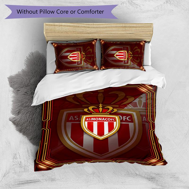 Monaco FC Printed 3PCS Bedding Set Breathable Duvet Cover with Pillowcases Decorative Bed Linen for Bedroom Home