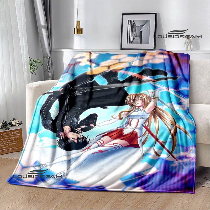 Мультяшные пледы с принтом Sword Art Online Плед для пикника Теплые фланелевые пледы Постельные принадлежности для дома Подарки на день рождения