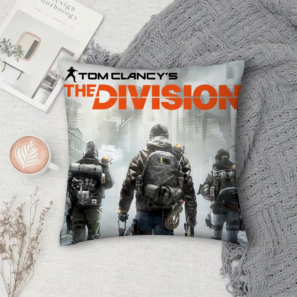 Игровой чехол для подушки Tom Clancy's The D-Division 2 Квадратный Двусторонний принт Короткий плюш Подушка-подушка для дивана Спальня Прикроватная подушка