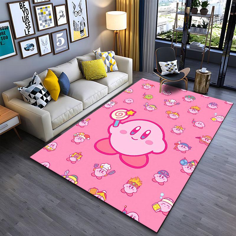 Pink Kirby Pattern Playmat suitable as a non-slip mat for the living room or bedroom sofa