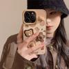 3D чехол-медвежонок с яблоком из кожи для IPhone 16/17 Pro Max, IPhone 13/15, с милым ремешком