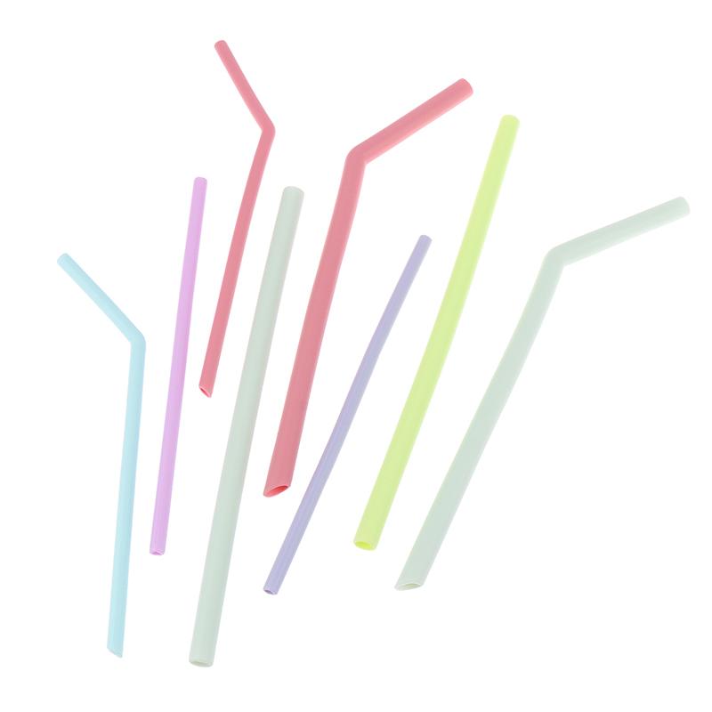 6Pcs Reusable Food Grade Silicone Straws Straight Bent Multicolor Drinking Straw For Children'S Party Bar Accessories