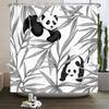Funny Panda Shower Curtain Cute Pattern Waterproof Polyester Bathroom Curtain Baby Room Decor Bathtub Curtain Textured With Hook
