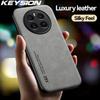 KEYSION Роскошный кожаный чехол в стиле ретро для Realme 12 Pro + 5G, мягкий силикон + противоударная задняя крышка для телефона из поликарбоната для OPPO Realme 12+ Plus 5G
