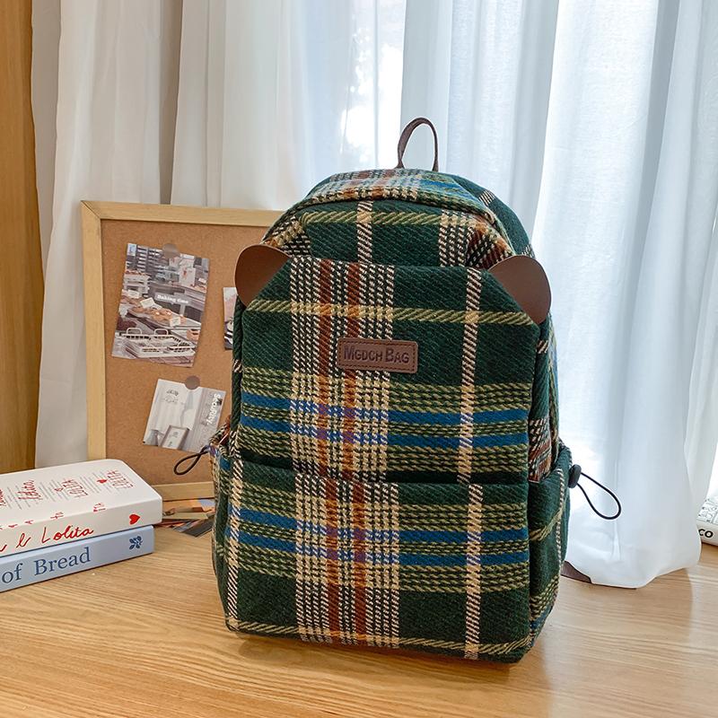 Винтажный клетчатый школьный рюкзак для женщин