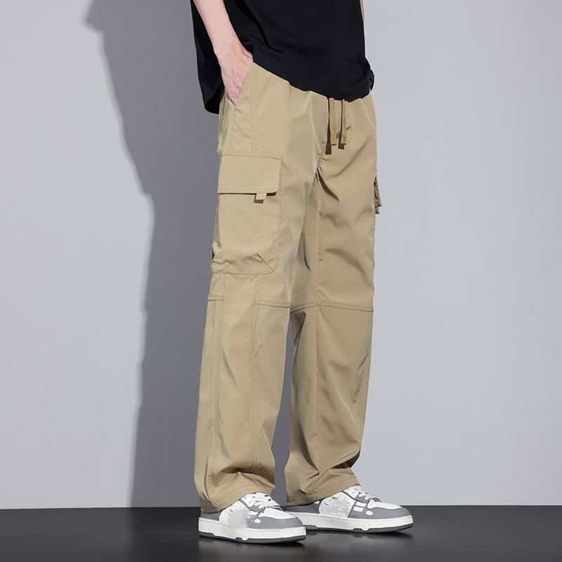 2024 мужские летние брюки-карго в американском стиле ретро с несколькими карманами, прямые брюки, однотонные повседневные брюки, свободные спортивные штаны больших размеров M-4XL