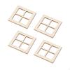4x 4 Pane Unpainted Wooden Windows Mini Window Frame Model Tiny for Town