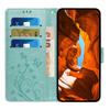 Кожаный чехол-кошелек для iPhone 17 Pro Max с тиснением "Бабочка и цветок" и ремешком