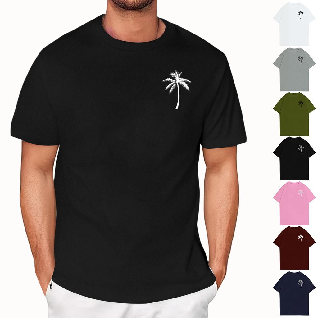 Мужская повседневная футболка свободного силуэта с принтом, круглый вырез, пуловер, короткий рукав, топ