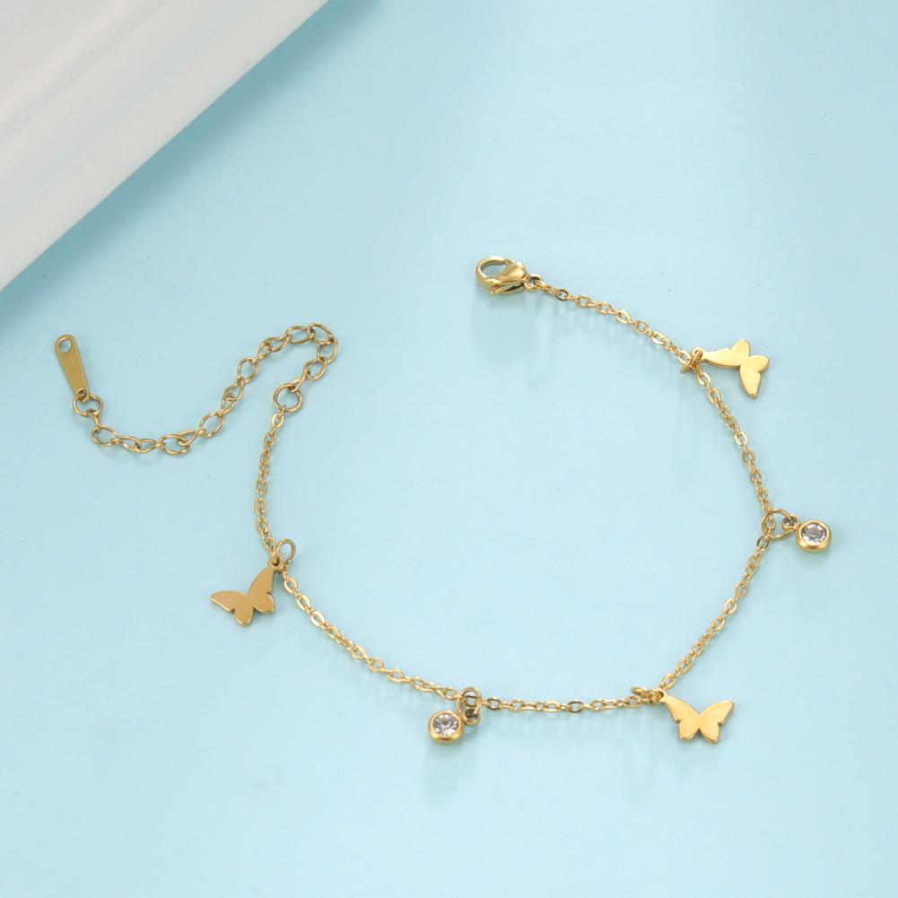 Korean Butterfly Crystal Bracelets on Hand for Women Stainless Steel Charm Bracelet Jewelry Valentine's Day Gift