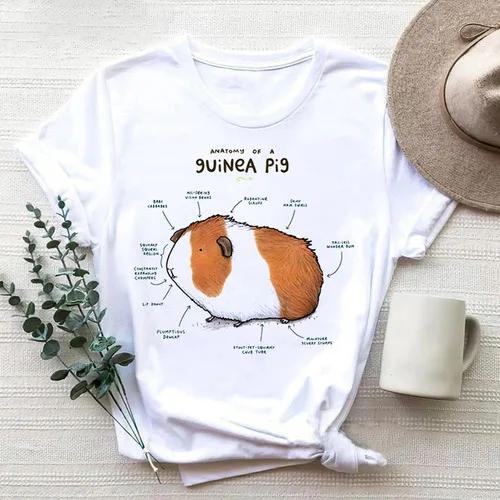 Cartoon Cute Hamster Cartoon Cute Hamster Baby Round Neck Big Size Round Neck Black T-shirt Woman Tops