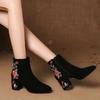 Осень и зима новые матовые короткие ботинки толстый каблук бархатные женские туфли мягкая подошва вышитые средний каблук полусапожки хлопковая обувь