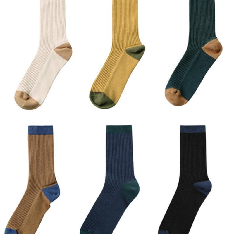 Biarritz socks combo line color point bone socks