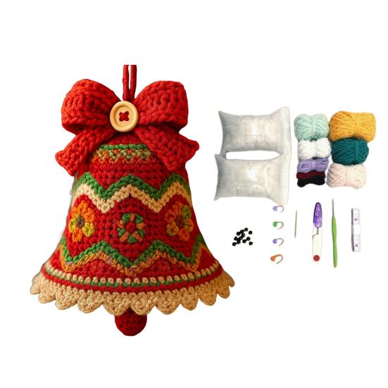 Вязаное украшение-колокольчик Деда Мороза ручной работы, праздничное украшение для рождественской елки