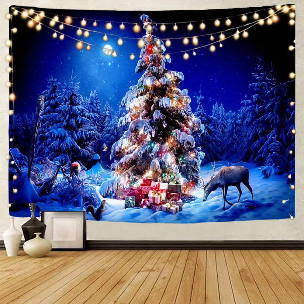 Санта-Клаус, Рождественская елка, Рождественский лось, Рождественский фон, украшение, гобелен, Рождественское украшение для дома, гобелен